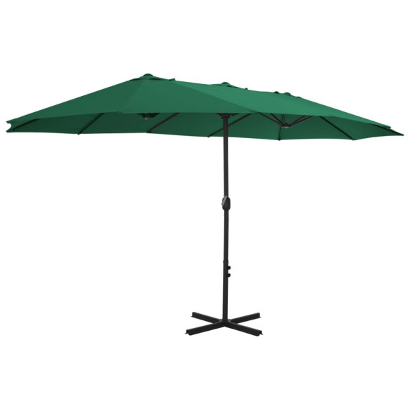 Umbrelă de soare exterior - Aluminiu, Verde, 460x270 cm