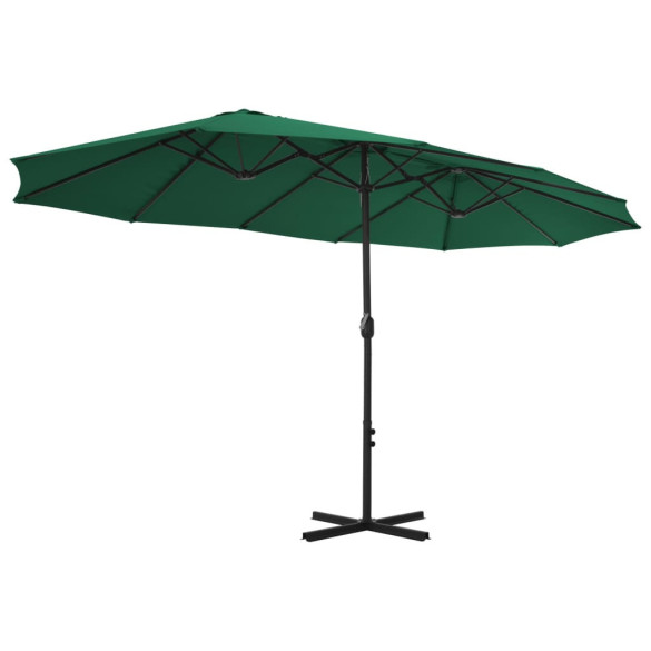 Umbrelă de soare exterior - Aluminiu, Verde, 460x270 cm