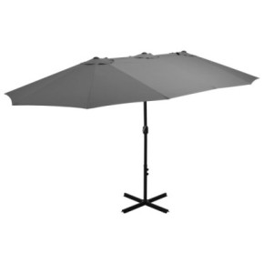 Umbrelă de soare cu stâlp aluminiu - Antracit 460x270 cm