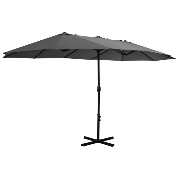 Umbrelă de soare cu stâlp aluminiu - Antracit 460x270 cm
