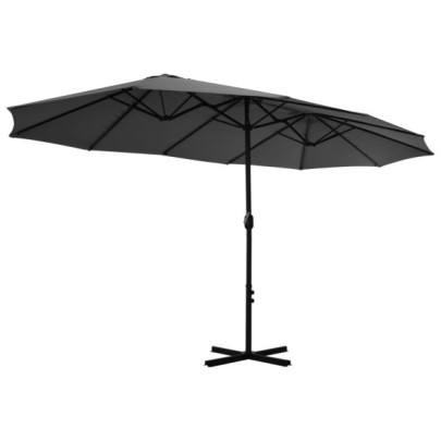 Umbrelă de soare cu stâlp aluminiu - Antracit 460x270 cm
