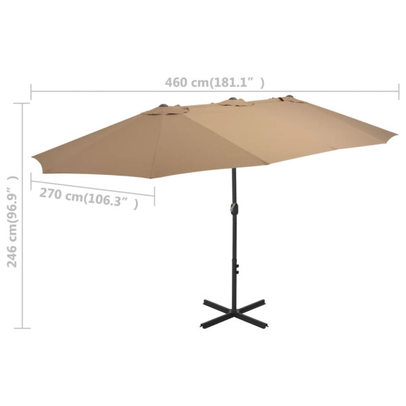 Umbrelă exterior gri taupe cu aluminiu | Protecție UV | Livrare gratuită