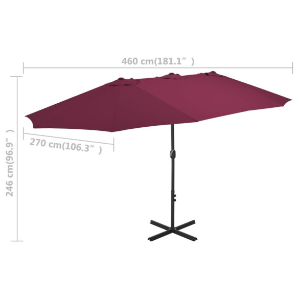 Umbrelă Soare Exterior - Roșu Bordo - 460x270 cm