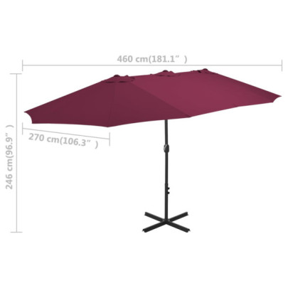 Umbrelă Soare Exterior - Roșu Bordo - 460x270 cm
