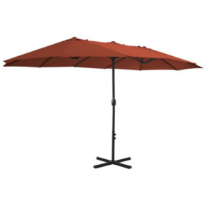 Umbrelă de soare exterior cărămizie cu stâlp aluminiu 2
