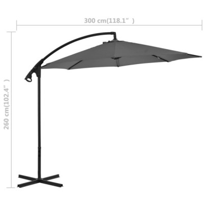 Umbrelă Grădină Consolă Antracit 300 cm | Oțel Rezistent