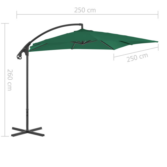 Umbrelă Grădină Consolă Oțel Verde 250x250 cm - Livrare Gratuită