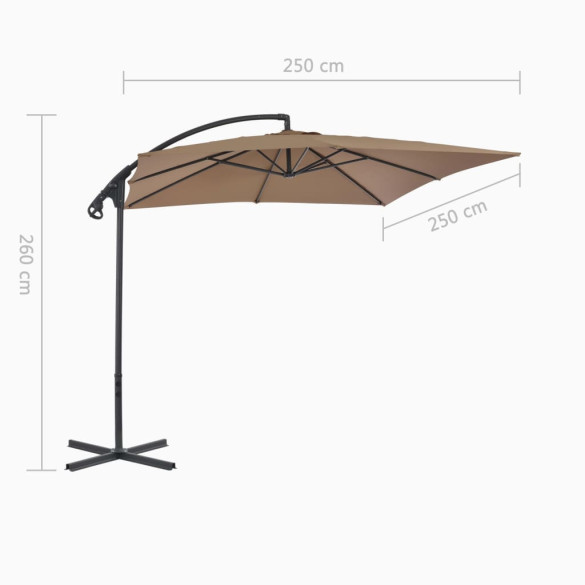 Umbrelă în consolă cu stâlp din oțel - 250x250 cm | Livrare gratuită