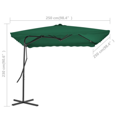 Umbrelă de soare rotativă 360° - Verde, 250x250 cm