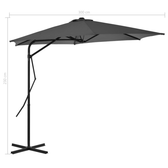 Umbrelă de soare rotativă 300 cm - Oțel - Antracit