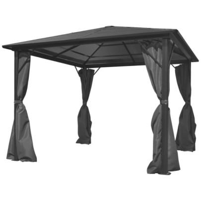 Pavilion cu perdea - antracit - 300 x 300 cm - aluminiu