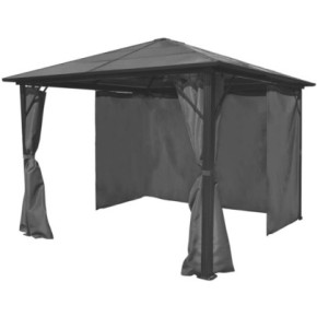 Pavilion cu Perdele Antracit 300x300cm - Acoperiș Policarbonat 2