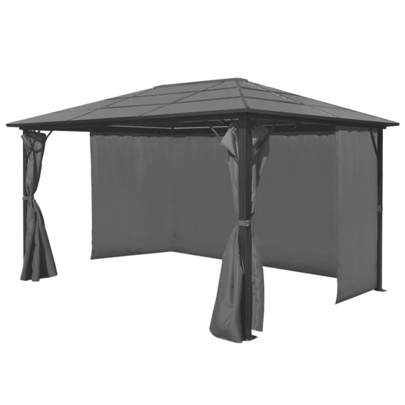 Pavilion cu Perdele Antracit 4x3m - Aluminiu Rezistent | Livrare Gratuita Pavilion cu Perdele Antracit 4x3m - Aluminiu Rezistent | Livrare Gratuita