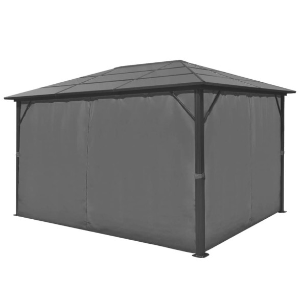 Pavilion cu Perdele Antracit 4x3m - Aluminiu Rezistent | Livrare Gratuita Pavilion cu Perdele Antracit 4x3m - Aluminiu Rezistent | Livrare Gratuita