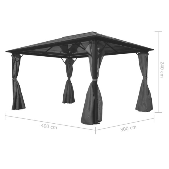 Pavilion cu Perdele Antracit 4x3m - Aluminiu Rezistent | Livrare Gratuita Pavilion cu Perdele Antracit 4x3m - Aluminiu Rezistent | Livrare Gratuita