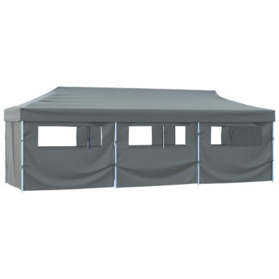 Cort petrecere pliabil cu 8 pereți laterali - antracit - 3 x 9 m