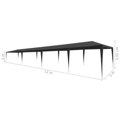 Cort de Petrecere Antracit 3x12m - PE Rezistent | Livrare Gratuita