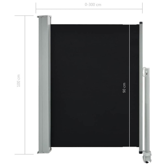 Copertină Laterală Retractabilă Terasă - Negru 100x300 cm