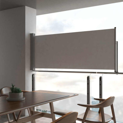 Copertină Laterală Retractabilă Gri pentru Terasă 100x300 cm