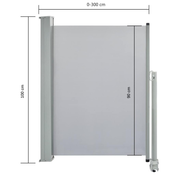 Copertină Laterală Retractabilă Gri pentru Terasă 100x300 cm