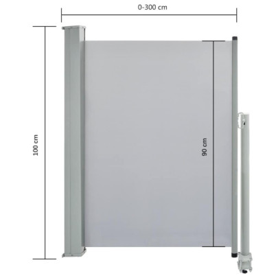 Copertină Laterală Retractabilă Gri pentru Terasă 100x300 cm