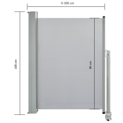 Copertină Laterală Retractabilă Gri pentru Terasă 100x300 cm