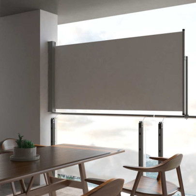 Copertină laterală retractabilă de terasă - gri - 120 x 300 cm