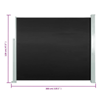 Copertină Laterală Retractabilă - Negru 120x300 cm | Livrare Gratuită