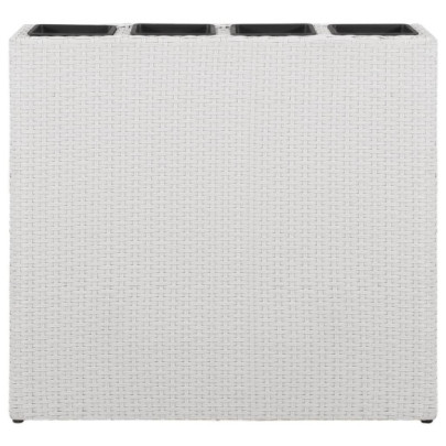 Strat Înălțat Grădină 4 Ghivece Alb Poliratan | Livrare Gratuită