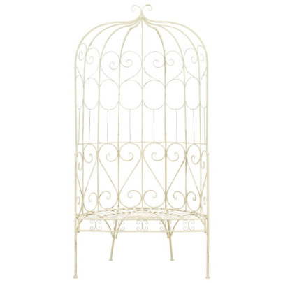 Bancă Grădină Vintage Albă - Fier Forjat | Livrare Gratuită