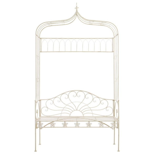 Bancă Grădină Vintage Albă - Fier Forjat 122 cm | Livrare Gratuită