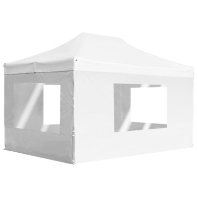 Cort de petrecere pliabil cu pereți - alb - 4,5 x 3 m - aluminiu