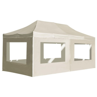 Cort de petrecere pliabil cu pereți - crem - 6 x 3 m - aluminiu
