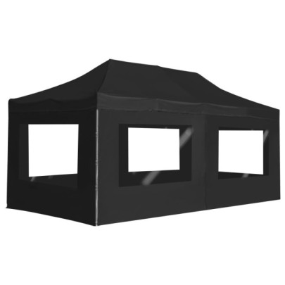 Cort de petrecere pliabil cu pereți - antracit - 6x3 m - aluminiu