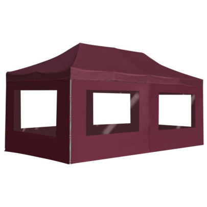 Cort de petrecere pliabil cu pereți - roșu vin - 6x3 m - aluminiu