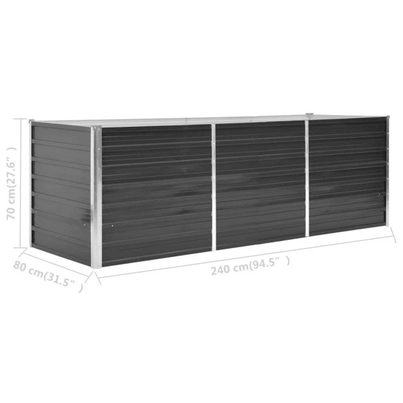 Strat Înălțat Grădină Antracit 240x80x77 cm - Oțel Galvanizat