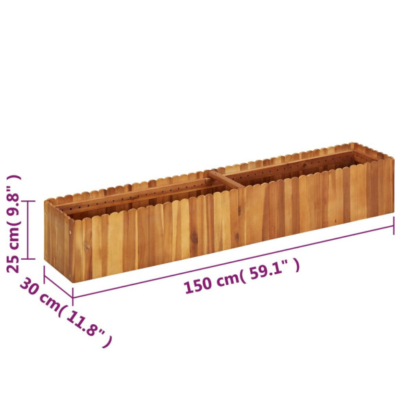 Strat Înălțat Grădină Lemn Acacia 150x30x25 cm - Livrare Gratuită