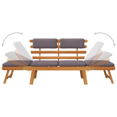 Bancă 2-în-1 din lemn acacia cu perne | Livrare gratuită