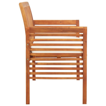 Bancă Grădină 3 Locuri cu Pernă - Lemn Masiv Acacia