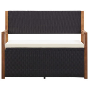 Bancă de depozitare exterior - Negru - Poliratan și Lemn de Acacia 2