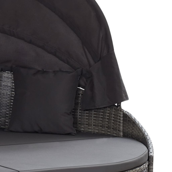 Pat Șezlong Exterior cu Copertină - Livrare Gratuită