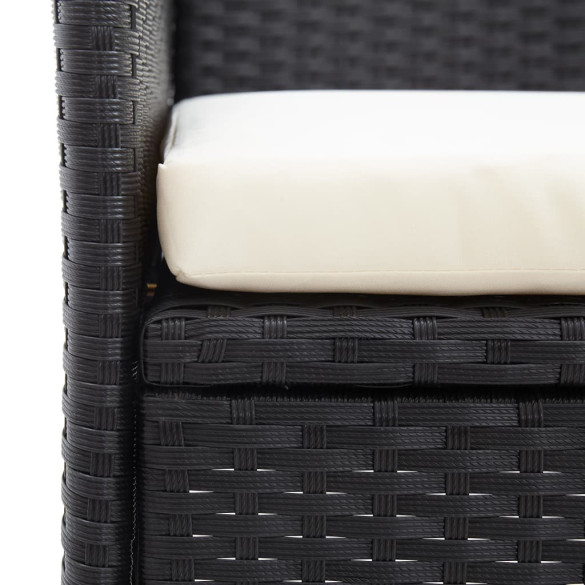 Bancă Grădină cu Măsuță 2 Locuri - Negru - Poliratan