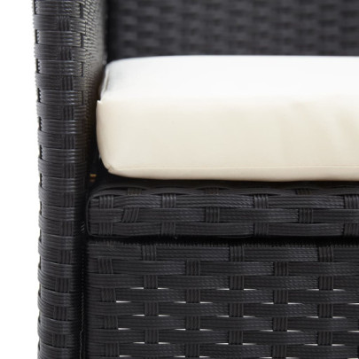 Bancă Grădină cu Măsuță 2 Locuri - Negru - Poliratan