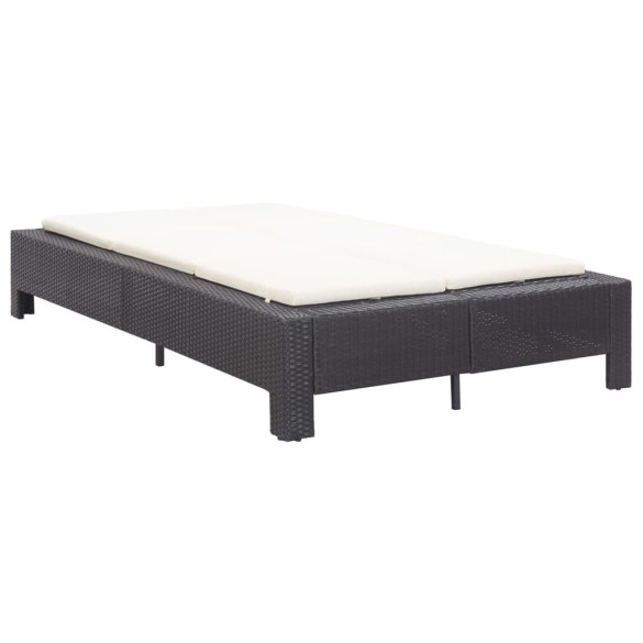 Șezlong de 2 persoane cu pernă - negru - poliratan