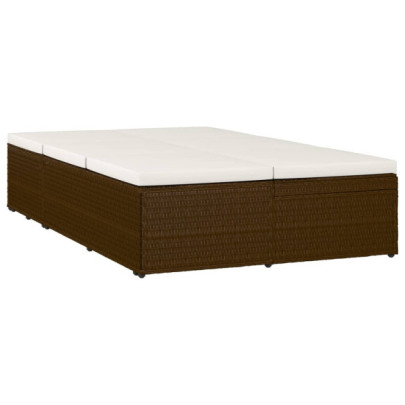 Șezlong Pat Rabatabil cu Pernă - Maro - Poliratan