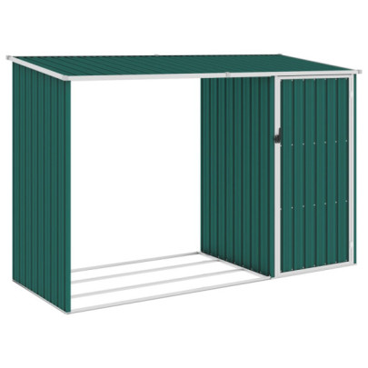 Șopron grădină lemne de foc - verde - 245x98x159 cm oțel zincat