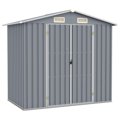 Șopron de grădină - gri - 205 x 129 x 183 - oțel galvanizat