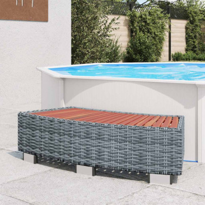 Treaptă pentru spa - gri - 92 x 45 x 25 cm - poliratan