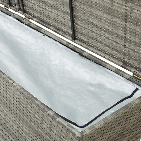 Ladă depozitare exterior gri poliratan - 200x50x60 cm