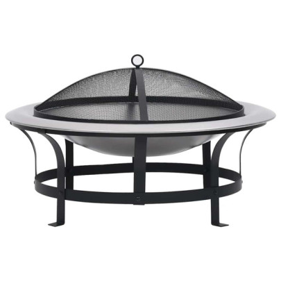 Vatră de foc de exterior cu grătar - 76 cm - oțel inoxidabil